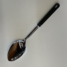 Vintage EKCO Chromium Plated 12" Serving Spoon Black Handle MADE IN USA