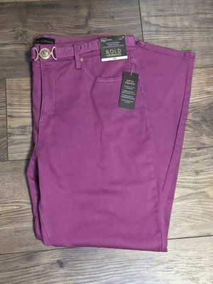 Bold Elements Woman's Curvy Skinny Belted Pink Pants Size 18