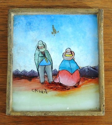 Peruvian Folk Tourist Art Painting Signed by Artist C. Morit