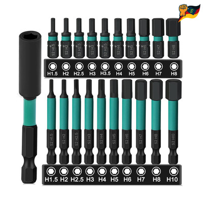 Hakkin Hex Schraubendreher Bit Set 25 60 mm S2 Chrom Vanadium
