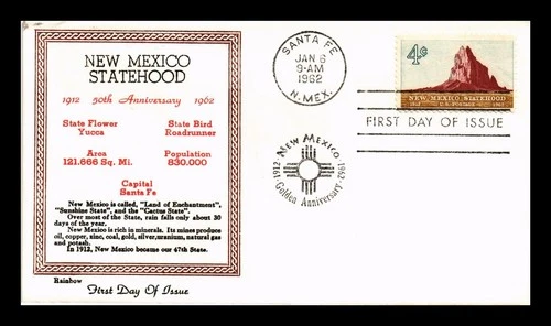 DR JIM STAMPS US COVER NEW MEXICO STATEHOOD 50TH ANNIVERSARY FDC SCOTT 1191