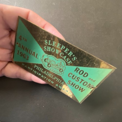 1963 Sleepers Showcase Philly Rod and Custom Auto Show Dash Plaque Award