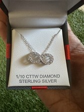 White Diamond Sterling Silver Infinity Necklace 1/10 Carat