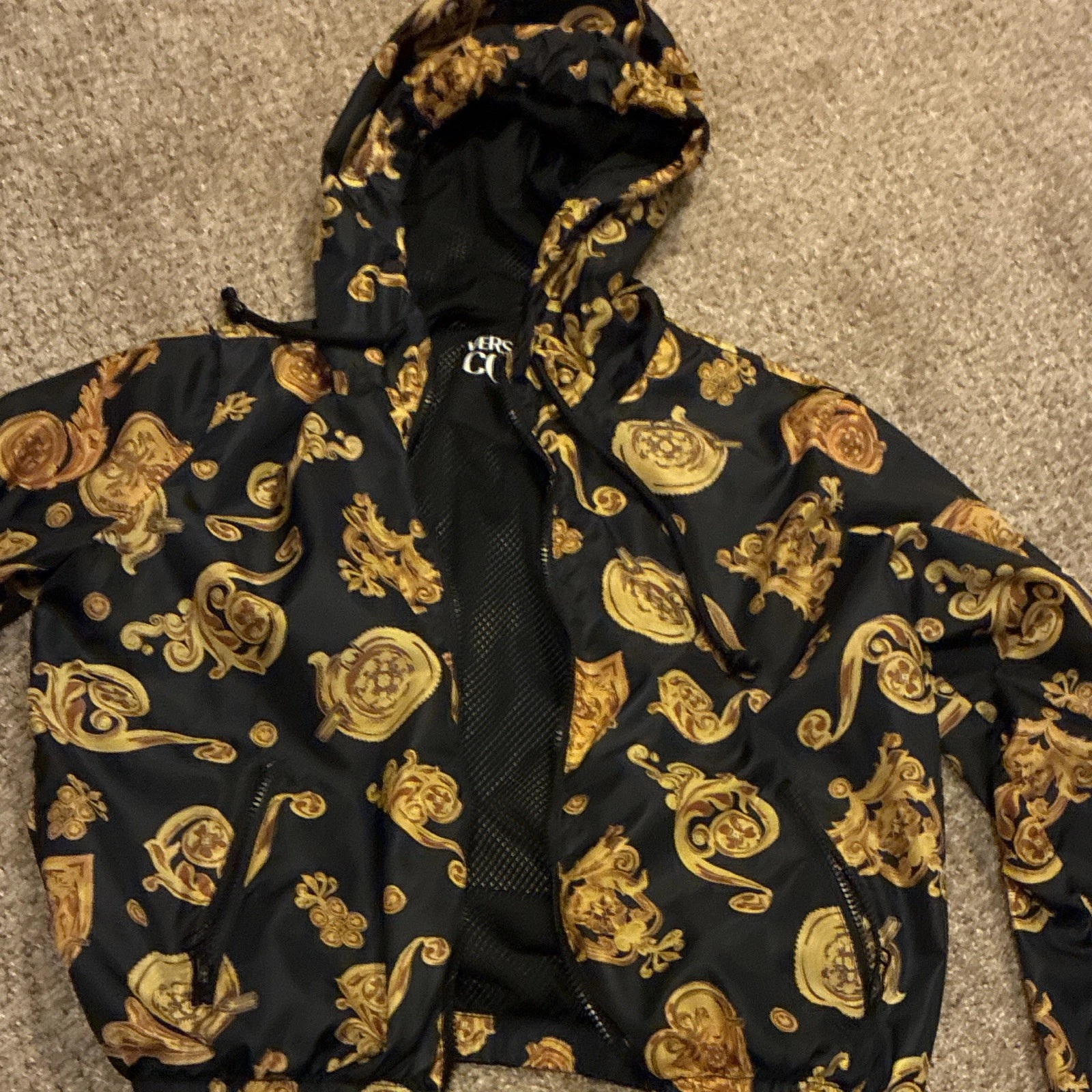 Versace Jeans Couture WoMen's Black/Gold Baroque Hooded Full Zip size S - product detail image 3