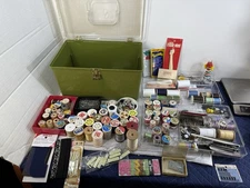 Vintage 70s Wilson Wil-hold Sewing Box Avocado Green Notions Thread Accessories