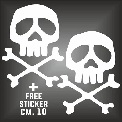 adesivo prespaziato capitan harlock teschio skull moto + 1 FREE STICKER CM. 10