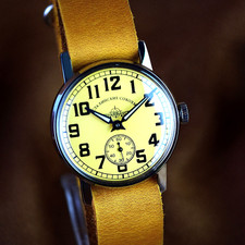 Soviet Wristwatch Pobeda Pilot Vintage Men's Watch Military Style Serviced
