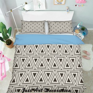 3D-Triangle-Black-White-Quilt-Cover-Duvet-Cover-Comforter-Cover-Pillow-Case-288