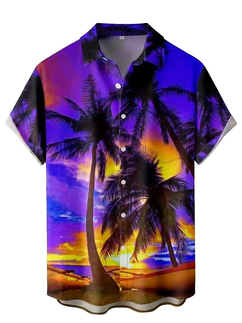 Bamboo Short Sleeve Hawaiian Casual Button-Down Shirts for Men