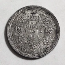 ~ British India 1944 L Lahore Mint 1/2 Half Rupee  George VI  ~ Free US Shipping