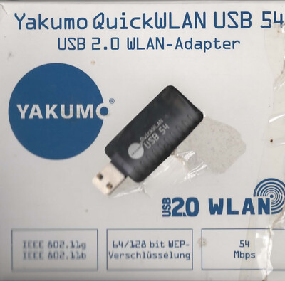 WLAN-Adapter 64/128 bit, 54 MBit/s WEP-Verschlüsselung PC Windows USB 2.0 Yakumo