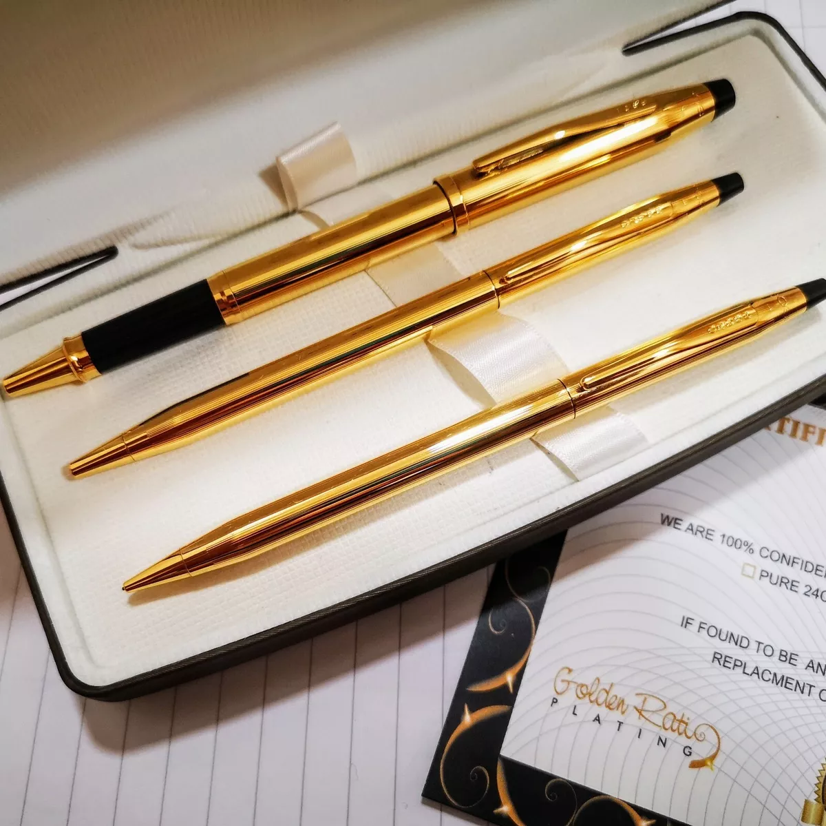 24k Gold Plated Cross Century Ball Point Writing Pencil