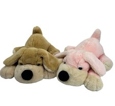 FAO Schwarz Patrick Penelope Puppy Dog Plush Lot Pink Brown Stuffed Animal