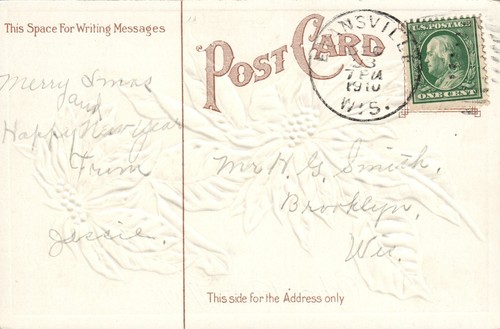 Wm Miller Christmas Joys Poinsettia Series 326 Postcard - Picture 2 of 2