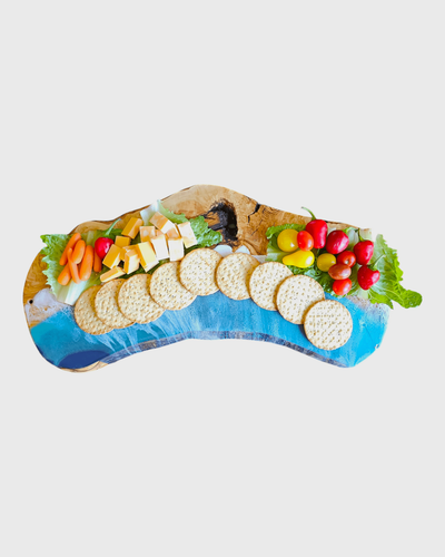 Handcrafted Ocean Wave Olive Wood Charcuterie Board - Serving Platter - Picture 6 of 6