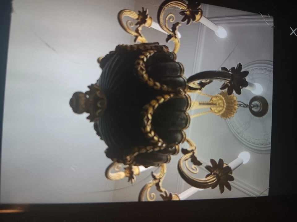 Impresionante araña italiana victoriana vintage de madera dorada de 8 brazos (VER FOTOS) Foto 3 de 4