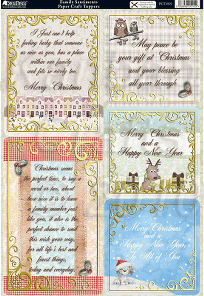 Kanban kit Christmas dog, sentiments die cut paper craft toppers