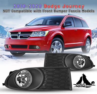 Driving Fog Lights For 2011-2020 Dodge Journey Clear Lens Bumper Lamps Set L&R