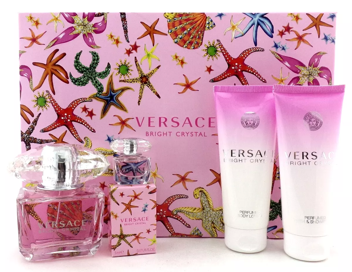 Versace Bright Crystal 4 Pc. Gift Set Women's EDT 3 Oz/.017 Oz/Lotion/sh  Gel