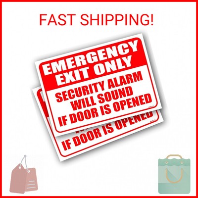 (2 Pack) Emergency Exit Only Alarm Will Sound Sign 10''x7'' Emergency Exit Only Do