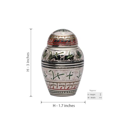 Silber und Weiß Blumenmuster Denkmal Mini Feuerbestattung Urne Klein Beerdigung - Bild 5 von 6