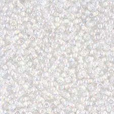 Miyuki Round Rocaille Seed Beads Size 11/0 24GM White-Lined Crystal AB 11-284