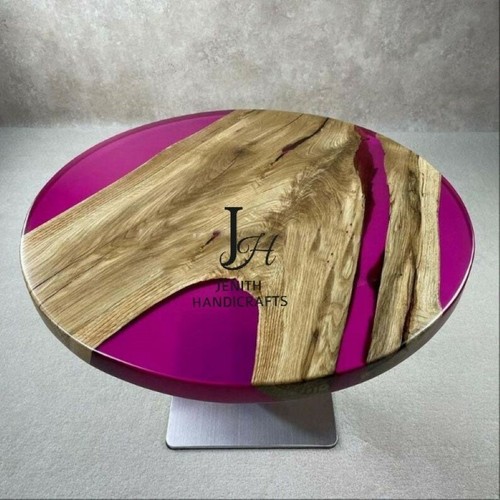 Round Epoxy Resin Tabletop | Natural Wood Fusion | Handmade Artistic Furniture - Picture 1 of 2