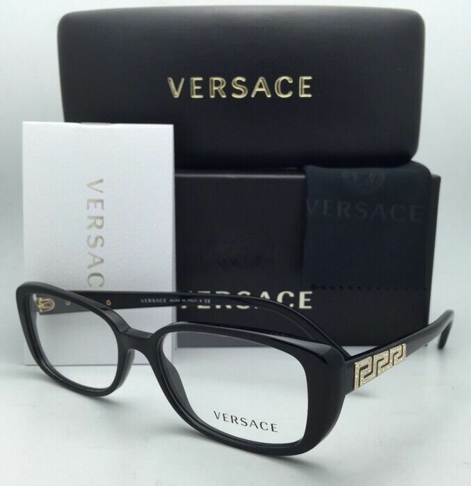 巴　穏ページ New VERSACE Eyeglasses 3178-B GB1 53-16 135 Black w/Crystals