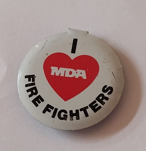 I Love MDA Firefighters Button Badge Clip Pin - Picture 2 of 5