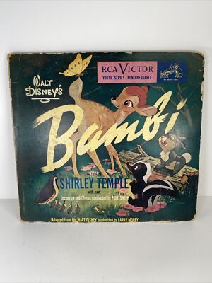 Walt Disney Bambi RCA Victor 3 Records Told By Shirley Temple 10” Y 395