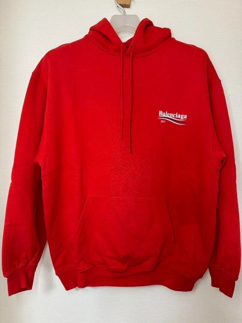 Felpa con cappuccio Balenciaga Logo 2017 100th Limited rossa taglia S lunghezza 25 5" ottima JP