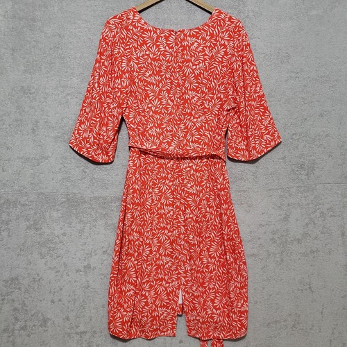 Vestido Boden 12 Ines Rama Oliva Rojo Blanco Cuello en V Cremallera Hasta la Rodilla Cinturón Corbata - Imagen 3 de 15