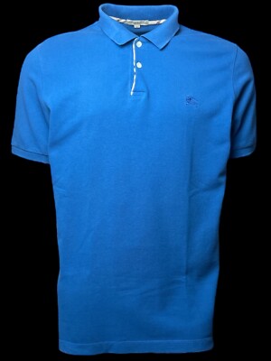 BURBERRY BRIT Herren Designer Polo Shirt Blau Baumwolle Monogramm Regulär Gr.XL