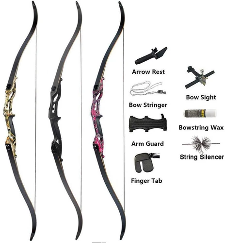 56" Takedown Recurve Bow Set 30-50lbs Archery Hunting Shooting Target Sight - Picture 1 of 27