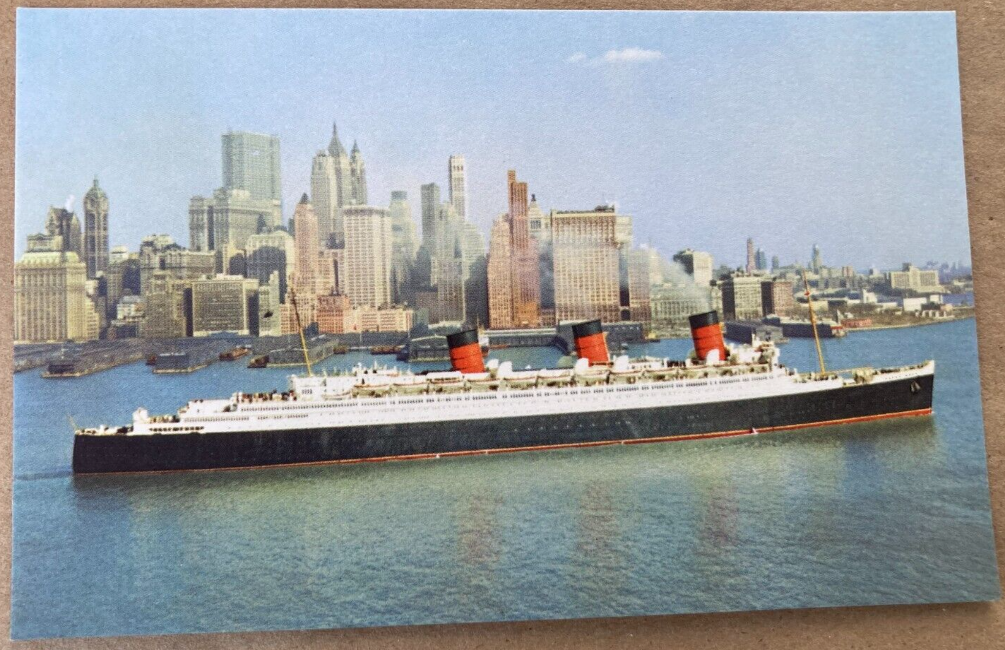 Vintage British CUNARD R.M.S. QUEEN MARY Passenger Souvenir Postcard Cruise Ship