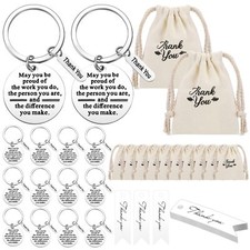 36pc Appreciation Keychain Gift Set w/ Burlap Bags Thank You Tags