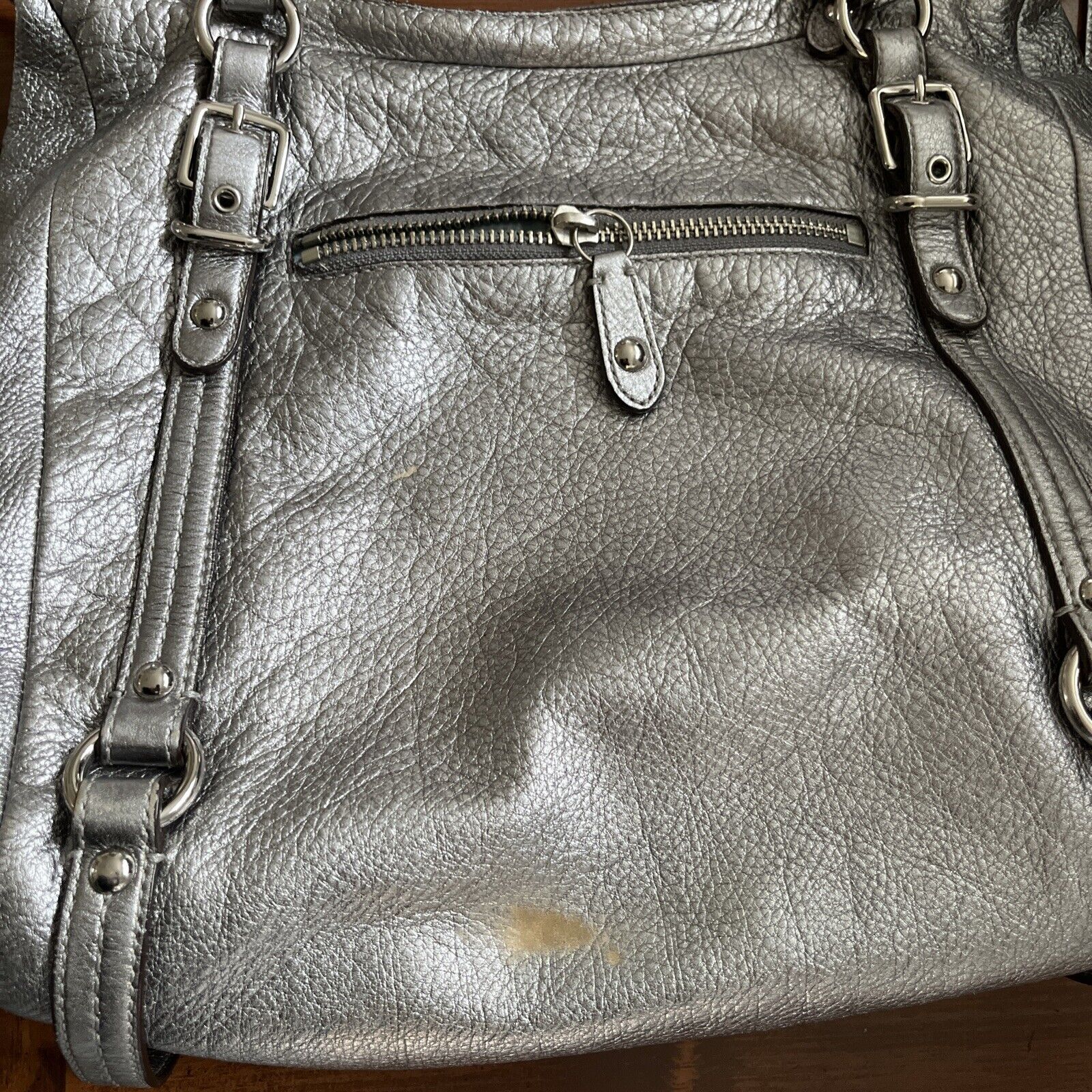 Coach Alexandra Metallic Silver Leather Tote Shoulder Bag Purse 15273 RARE  2 Way