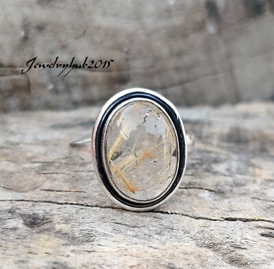 Golden Rutilated Ring 925 Sterling Silver Ring Handmade Ring Gemstone Ring MO59