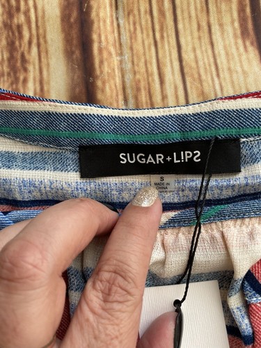 Sugar lips Women’s Long Sleeve V-Neck Striped Multicolor Top Blouse Size Small - Picture 9 of 11