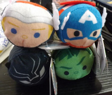 NEW LOT of 4 DISNEY TSUM TSUM MARVEL mini plush toys captain america thor hulk 