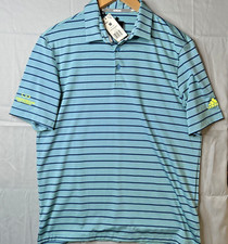 Adidas Men Ultimate 365 Tour Polo Shirt Blue Striped Medium