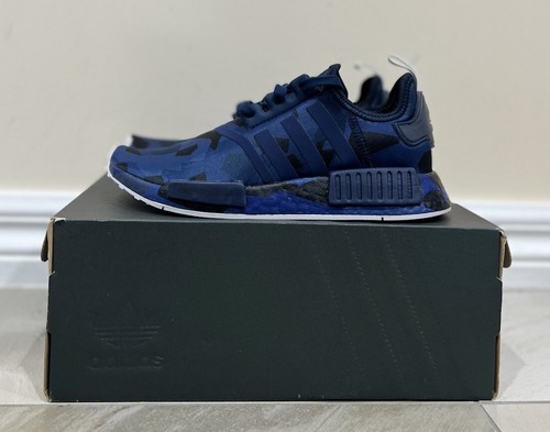 Adidas NMD R1 Geometric Camo Blue Boost Casual Shoes Mens Kids Size US 6 New ✅ - Picture 5 of 13