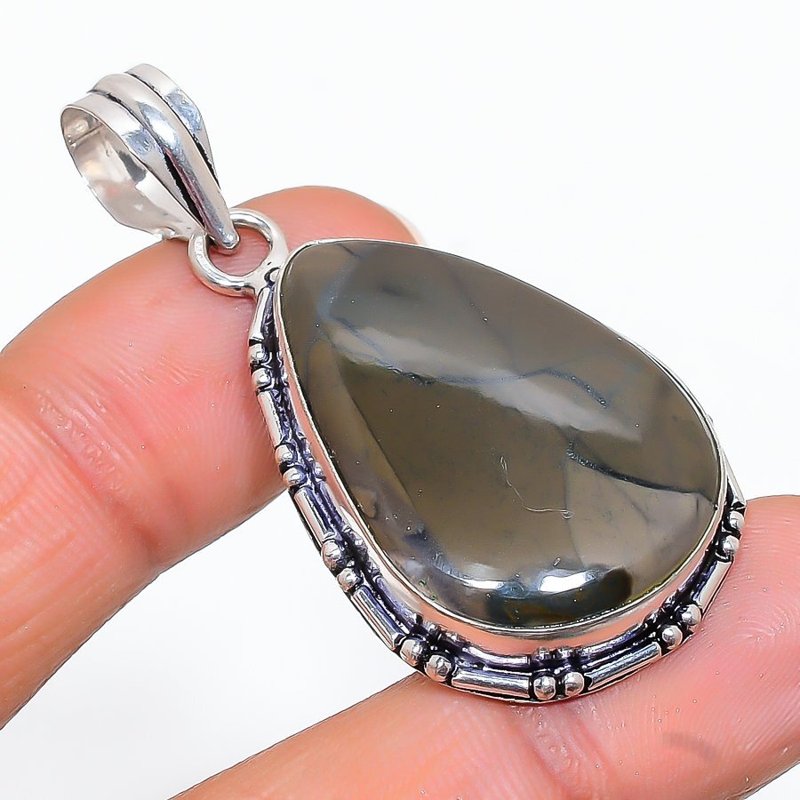 Spider  Jasper Gemstone 925 Sterling Silver Gift Jewelry Pendant 1.