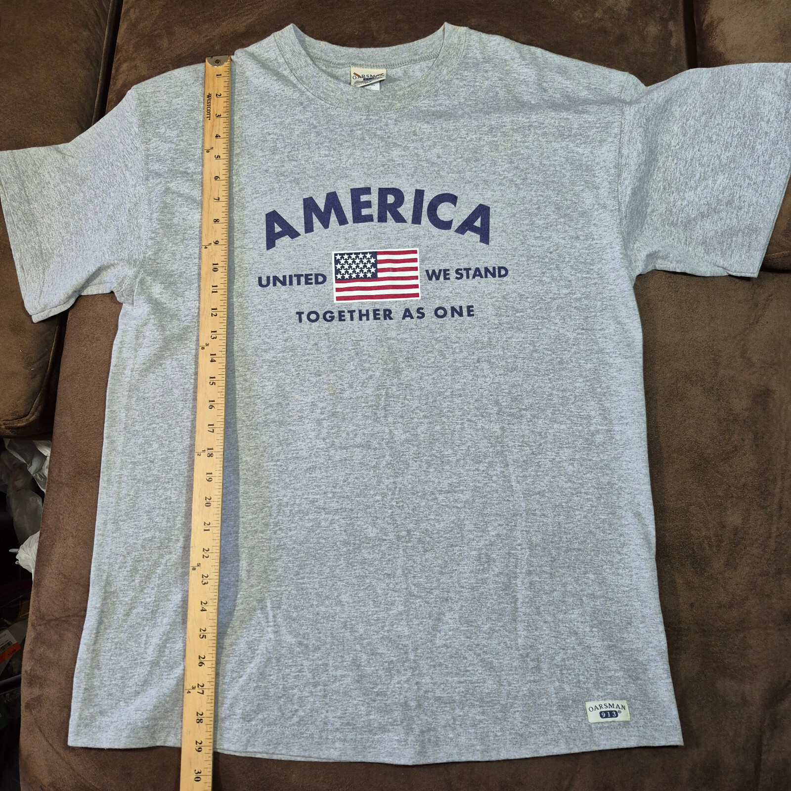 FILA T SHIRT GIROCOLLO VINTAGE REARSMAN GRIGIO ETHERED AMERICA TOGETHER WE STAND FLAG USA L