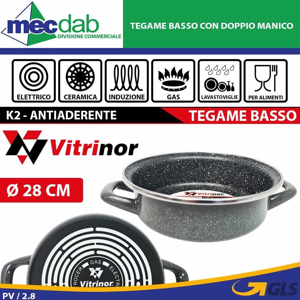 Tegame Pentola Bassa Ad Induzione Con doppi Manici Vitrinor K2