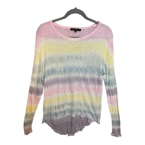 Generation Love Multi Color Mesh Style Overlay Long Sleeve Top Size Small