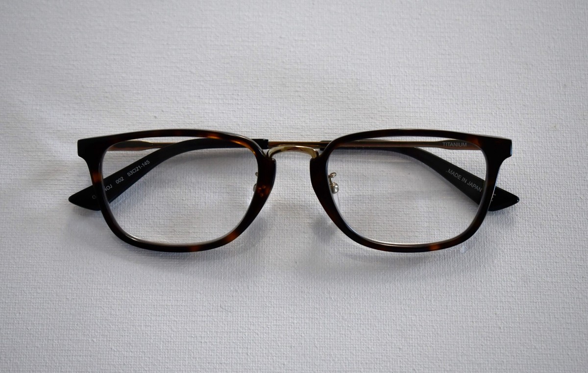 NEW GUCCI GG0324OJ Titanium Brown/Gold RECTANGLE Eyeglass Frames