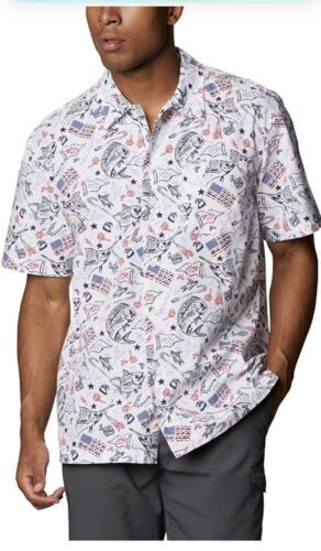 Chemise Columbia Homme XL Camouflage Marron, Manches Longues, Toile Coton