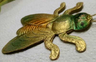 Vintage Christmas Tree Decorations Dresden Cardboard, Bee Bow Tie Good Condition Plastic