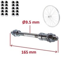 BIKE REAR AXLE 9,5 x 165 mm AND 20x BALLS 6,35mm BICYCLE WHEEL MOUNTAIN HUB